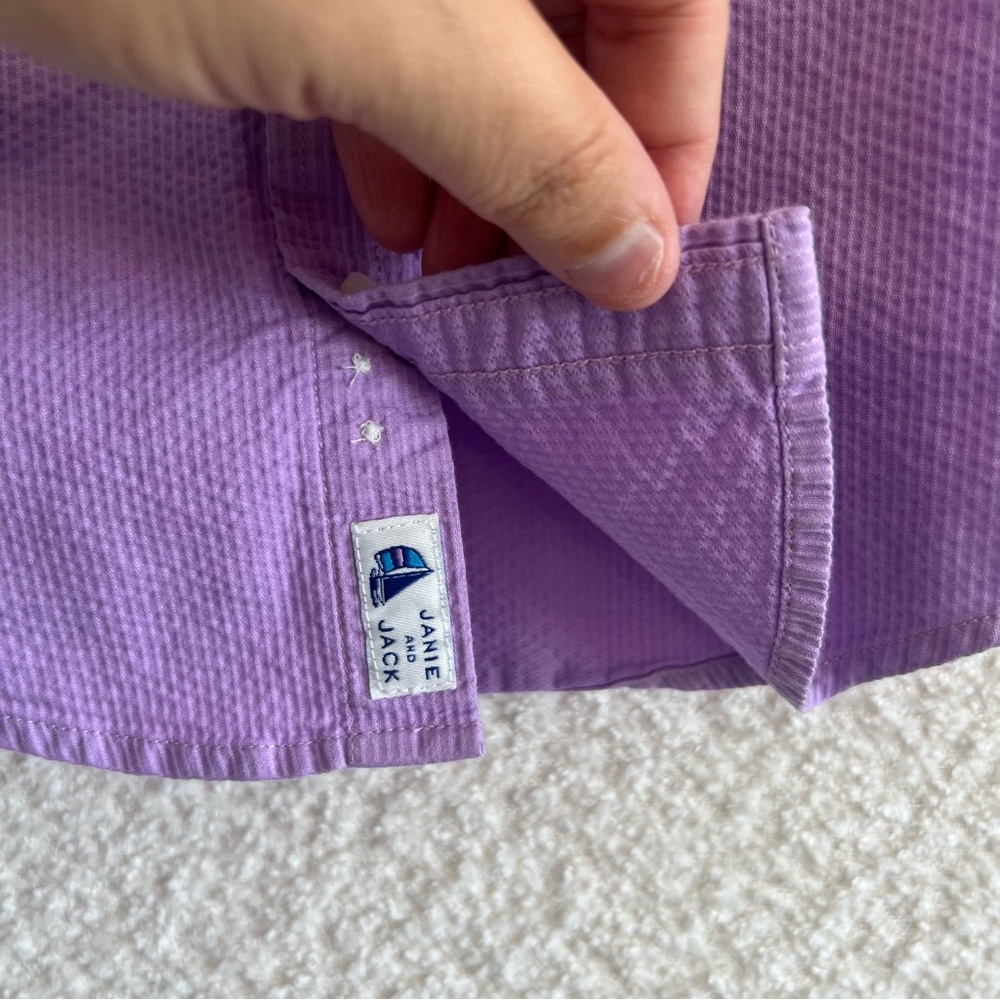 Janie And Jack Toddler Boys Vintage Button Purple Dress Shirt Size 18-24 Months - Picture 5 of 7
